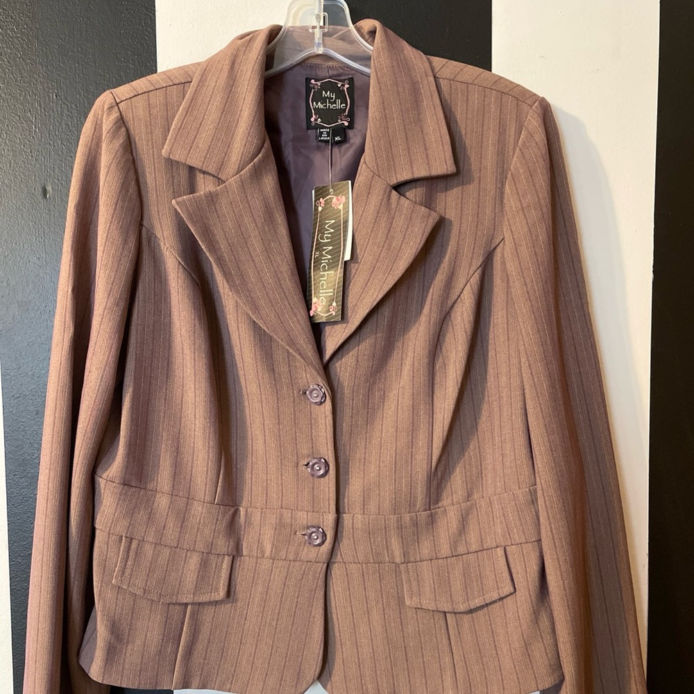 “My Michelle” Women’s Plum Pinstriped Casual  Blazer